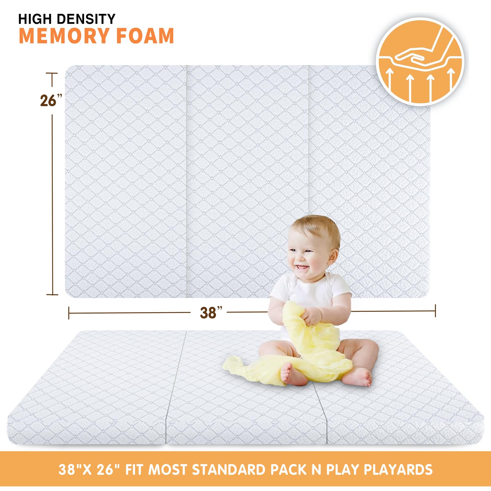 HREVAI tri-fold mattress compact in a carry bag, ready for travel