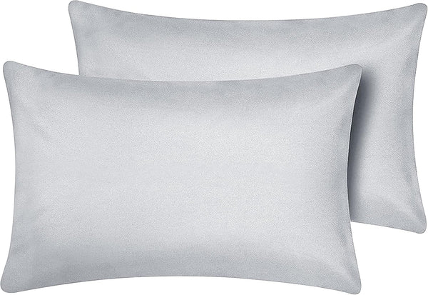 HRIKSH toddler pillowcase 13x18 in silver grey fabric, soft and breathable.