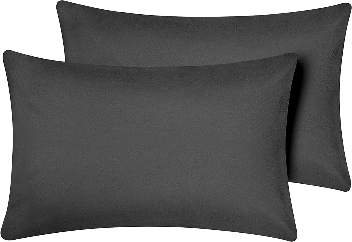 HRIKSH Toddler Pillowcase 14x20 dark grey, breathable Egyptian cotton for gentle skin.