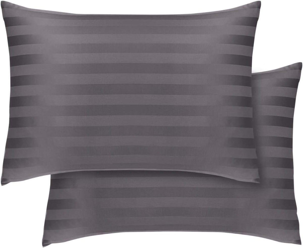 Hriksh travel pillow case 12x18 in dark grey striped protects pillows on the go.