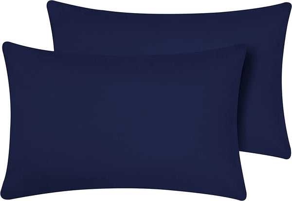 Hriksh travel pillow case 12x18 pack of 2 in navy protects pillows during trips