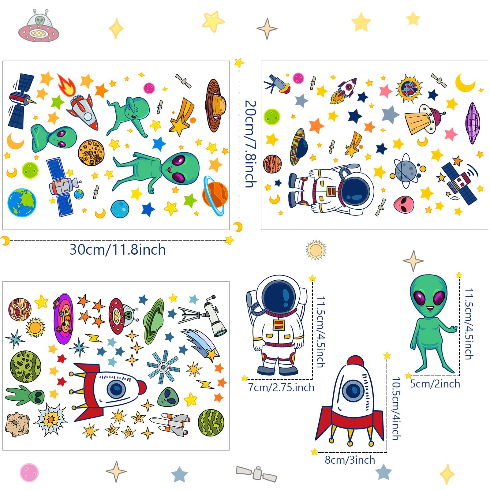 HSDSH glow moon and stars wall stickers blue, luminous ceiling decor