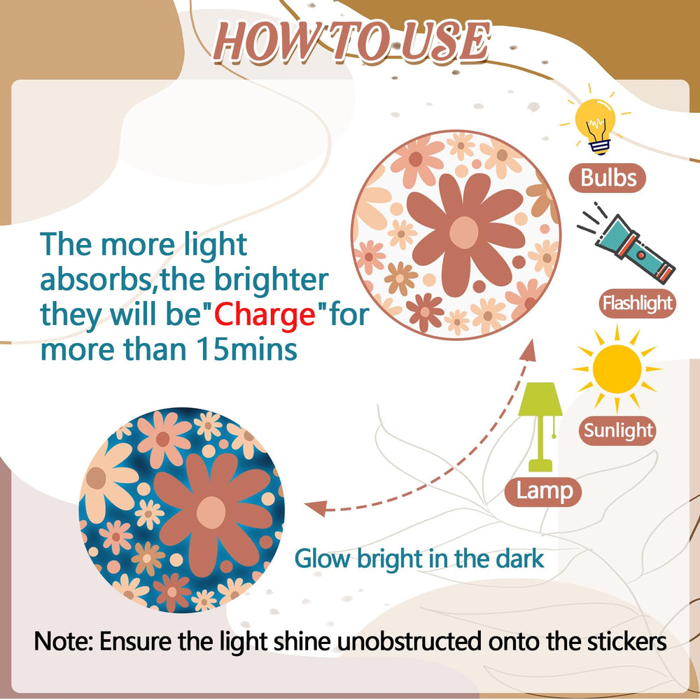 HSDSH glow-daisy decals glow vividly and stick to walls without residue.