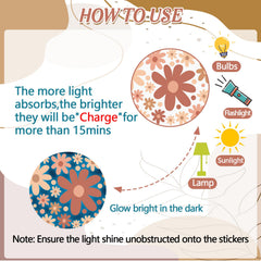 HSDSH glow-daisy decals glow vividly and stick to walls without residue.