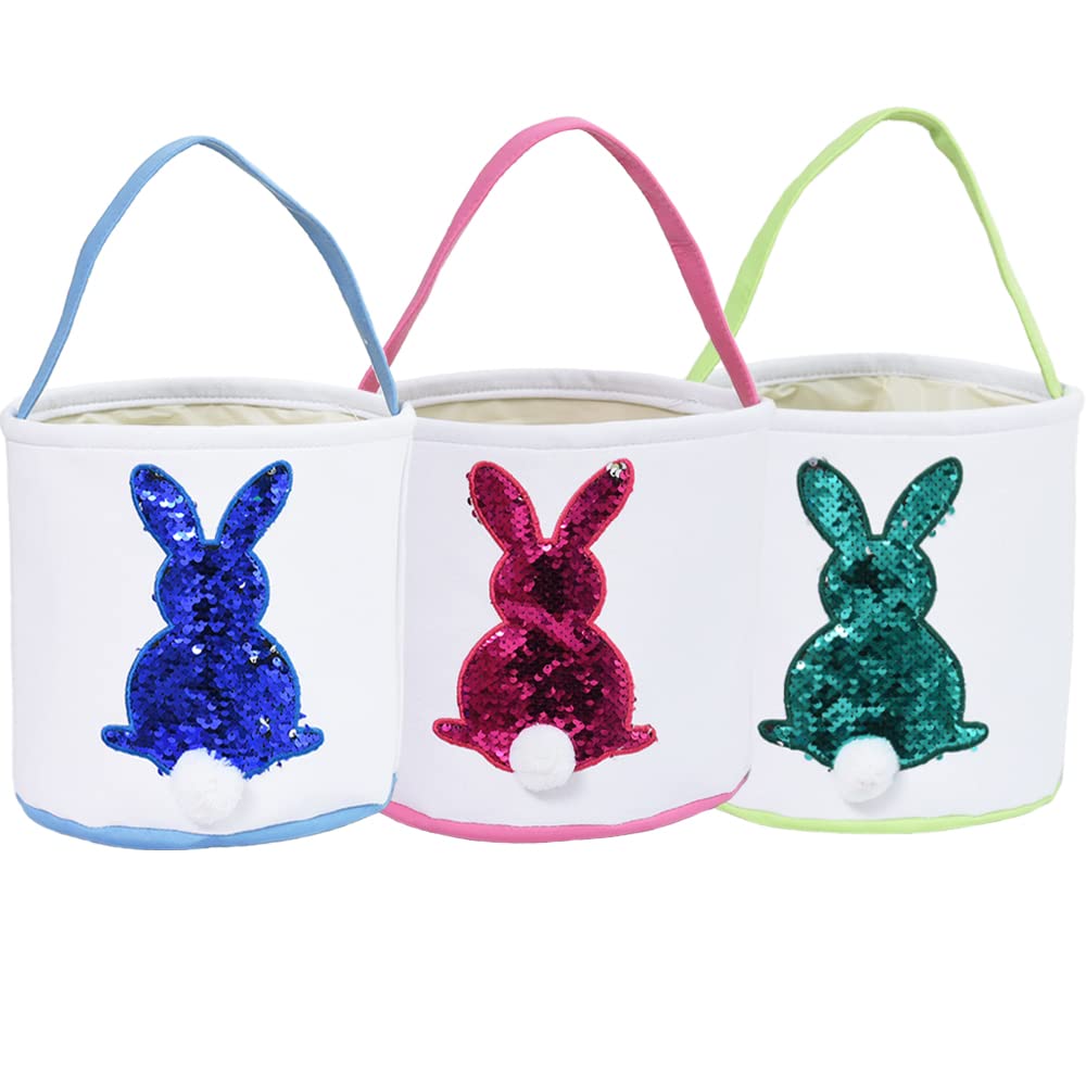 HSgoAek blue Easter Bunny Basket with 3D tail, ideal for sharing during Easter.