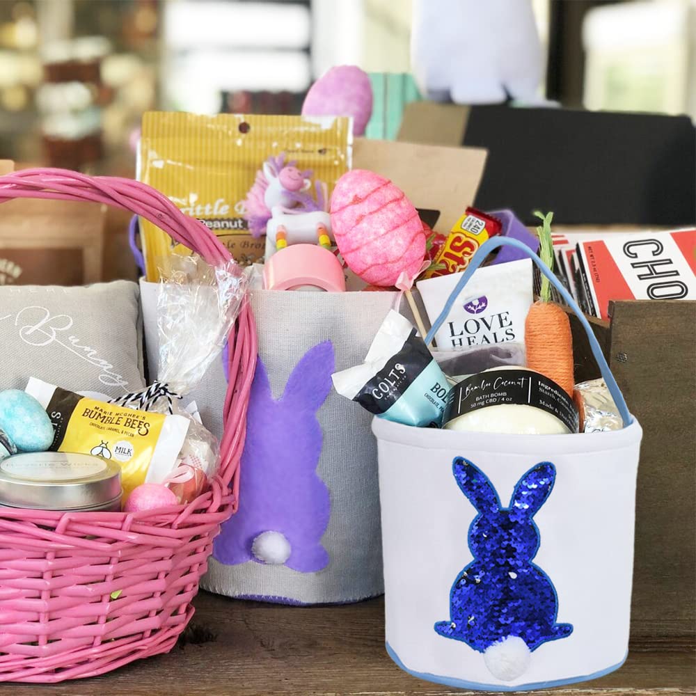 HSgoAek pink Easter Bunny Basket, reusable and soft for kids' activities.