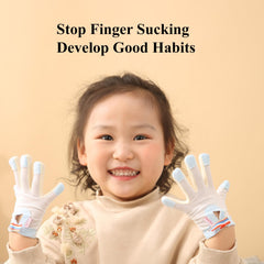 HS&ROXIN Thumb Sucking Gloves adjustable wrist strap close-up shows secure, comfortable fit for bedtime.