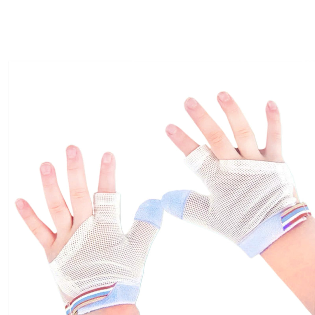 HS&ROXIN blue thumb-sucking guard worn on hand to deter finger sucking
