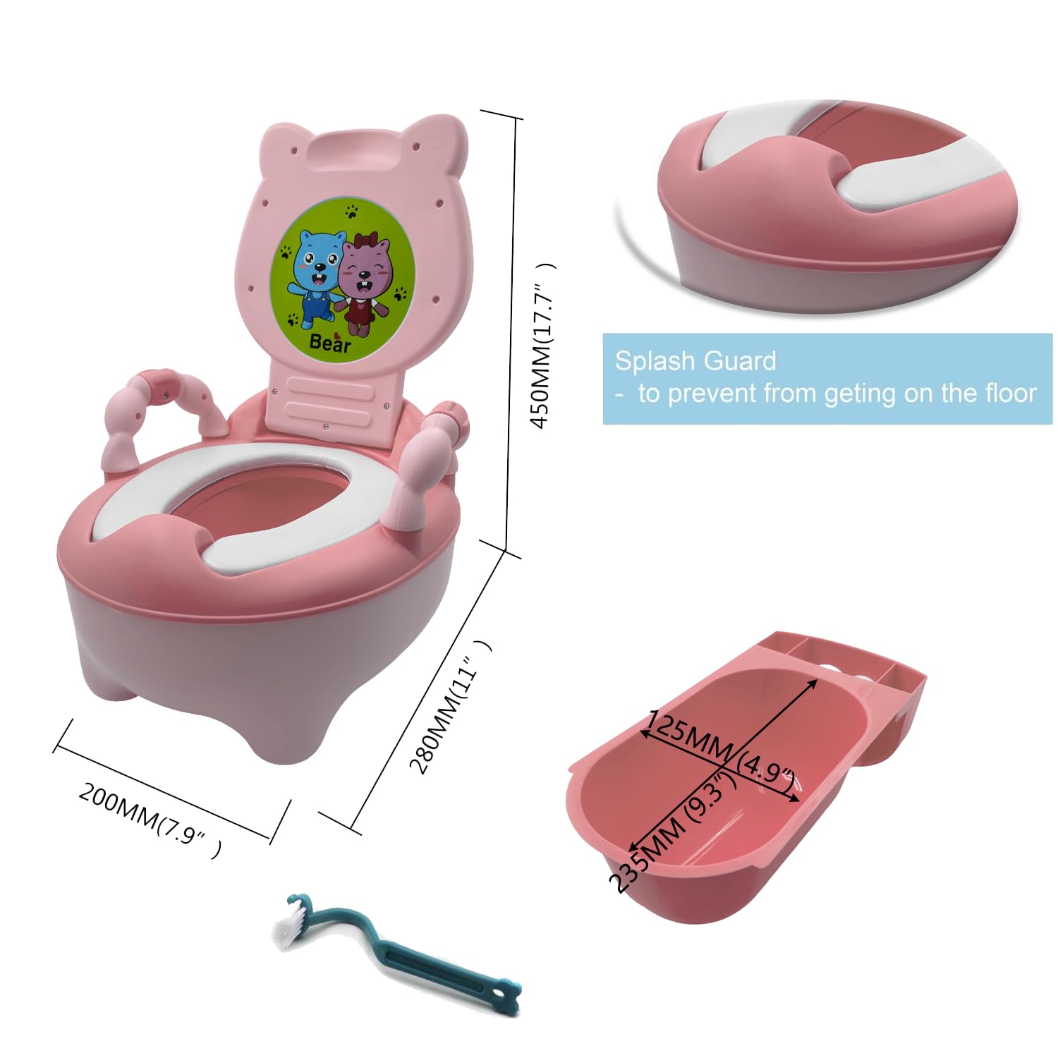 HTTMT pink bear potty pad, easy to wipe and clean.