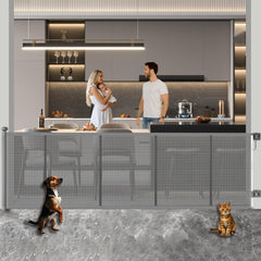 Huafly 197-inch retractable gate fully extended for wide openings, enhancing safety.