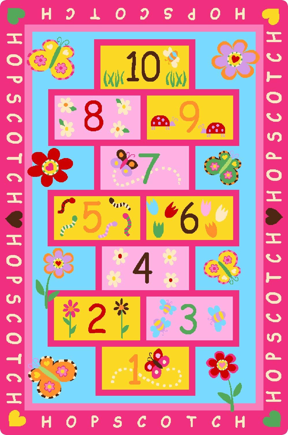 HUAHOO pink girls rug soft surface supports cozy play sessions