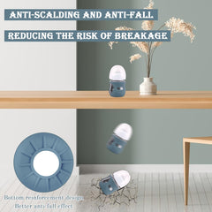 HUAKENER dark blue silicone sleeve on Avent bottle improves grip.