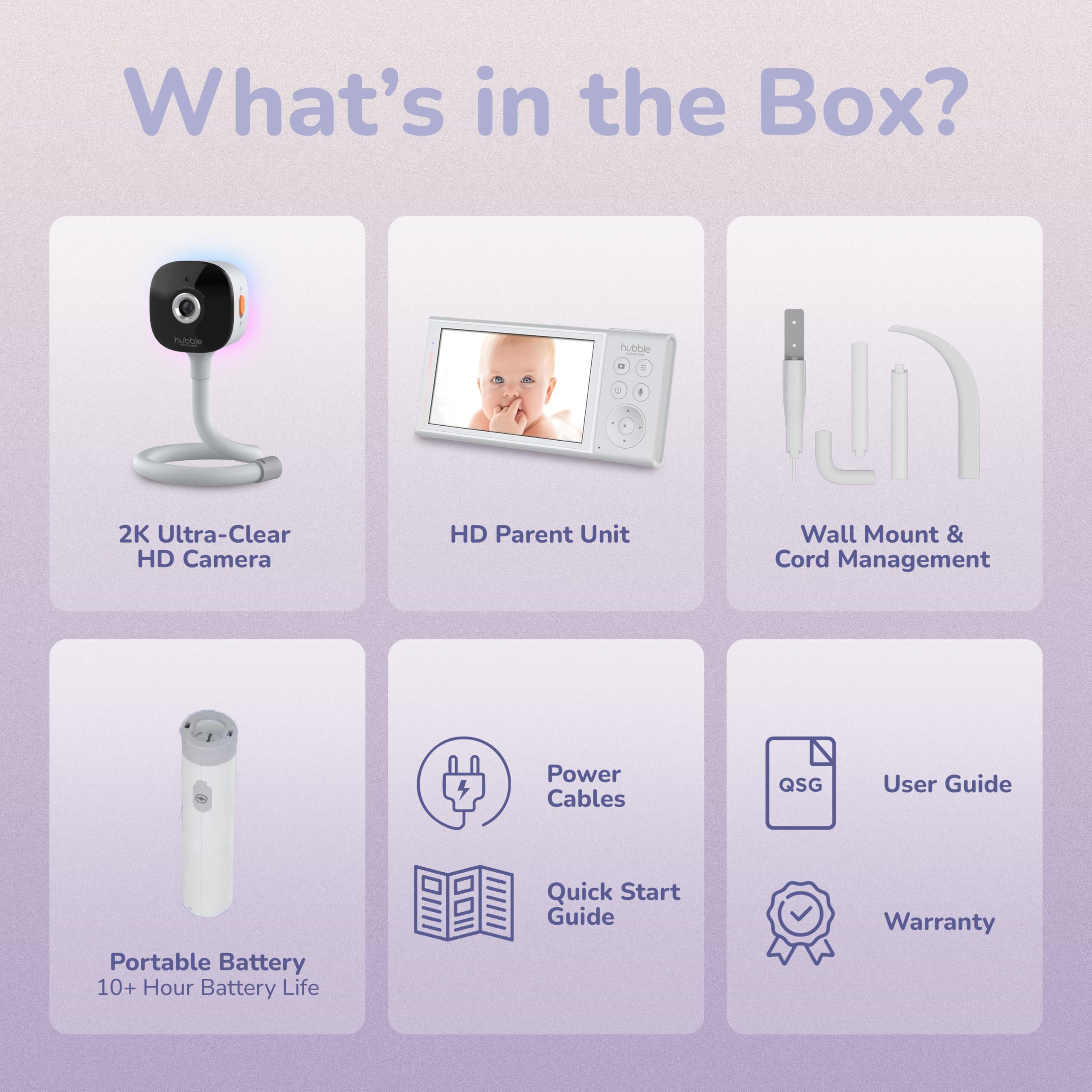 HUBBLE CONNECTED GoBaby AI Portable Pro 5-inch parent unit for secure viewing