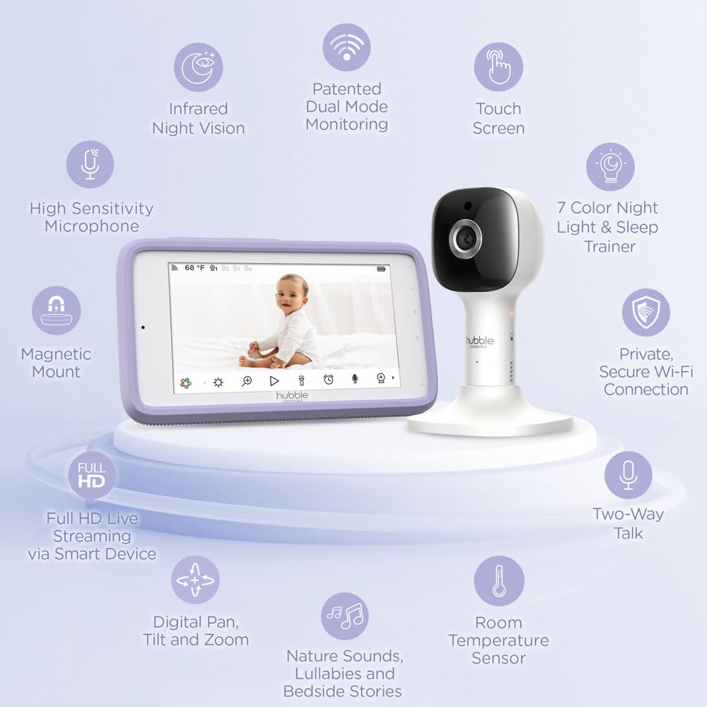 HUBBLE CONNECTED app view allows secure monitoring from your smartphone.