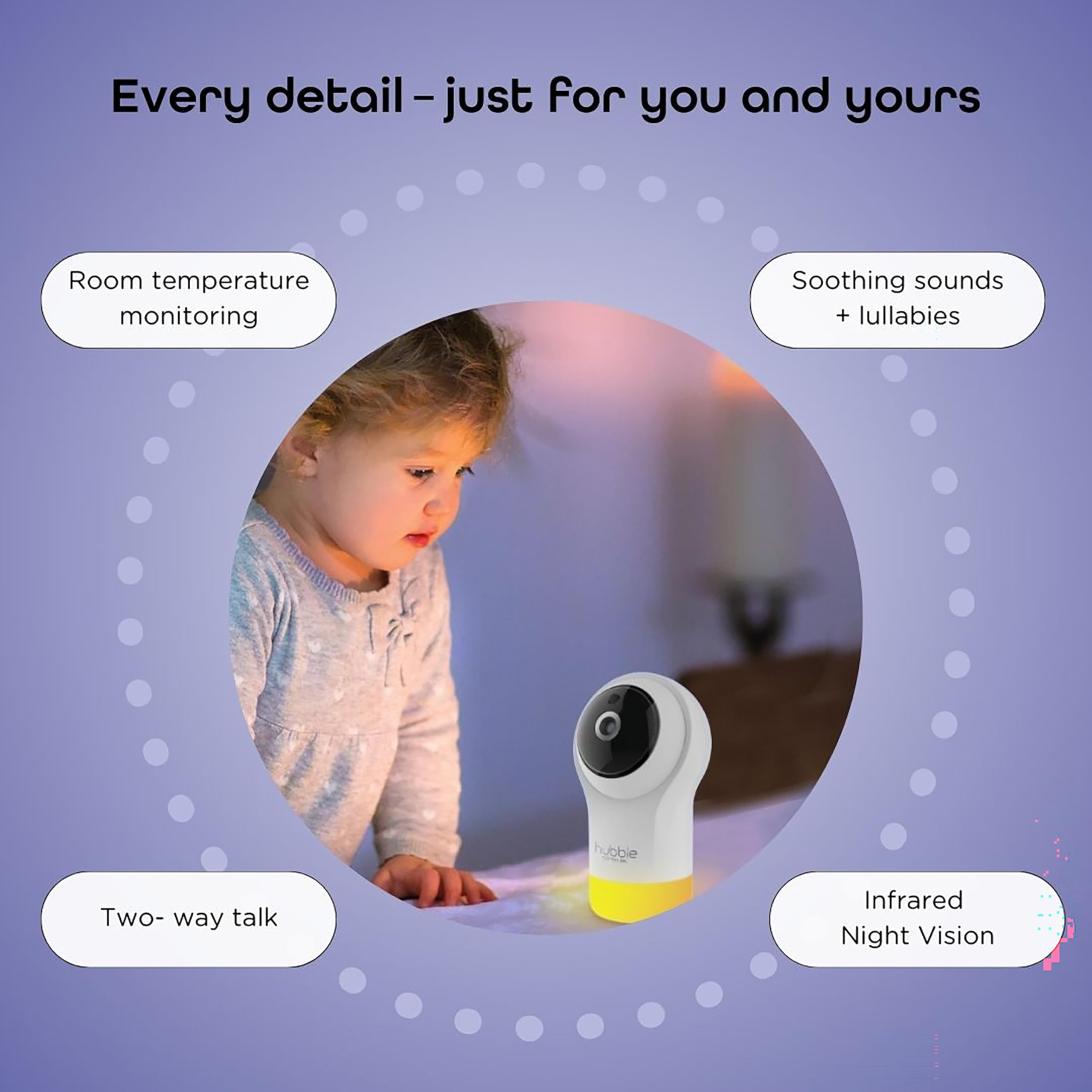 Hubble Connected Nursery Pal Glow growth tracker logs milestones and patterns.