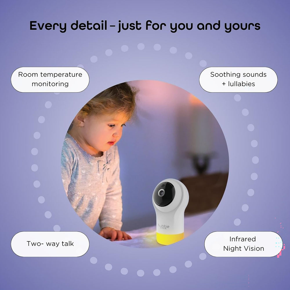 Hubble Connected Nursery Pal Glow growth tracker logs milestones and patterns.
