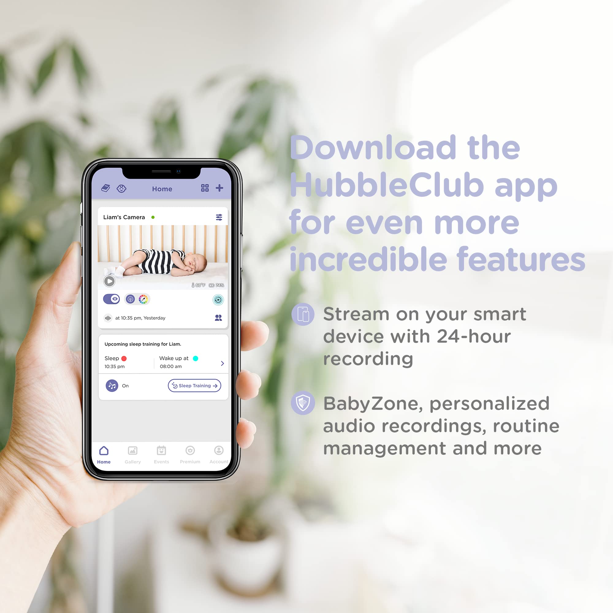 HUBBLE CONNECTED Nursery Pal Glow+ Wi-Fi viewing via the HubbleClub app
