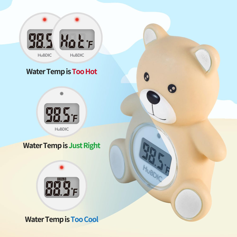 Hubibaby red warning light indicates high bath temperature.