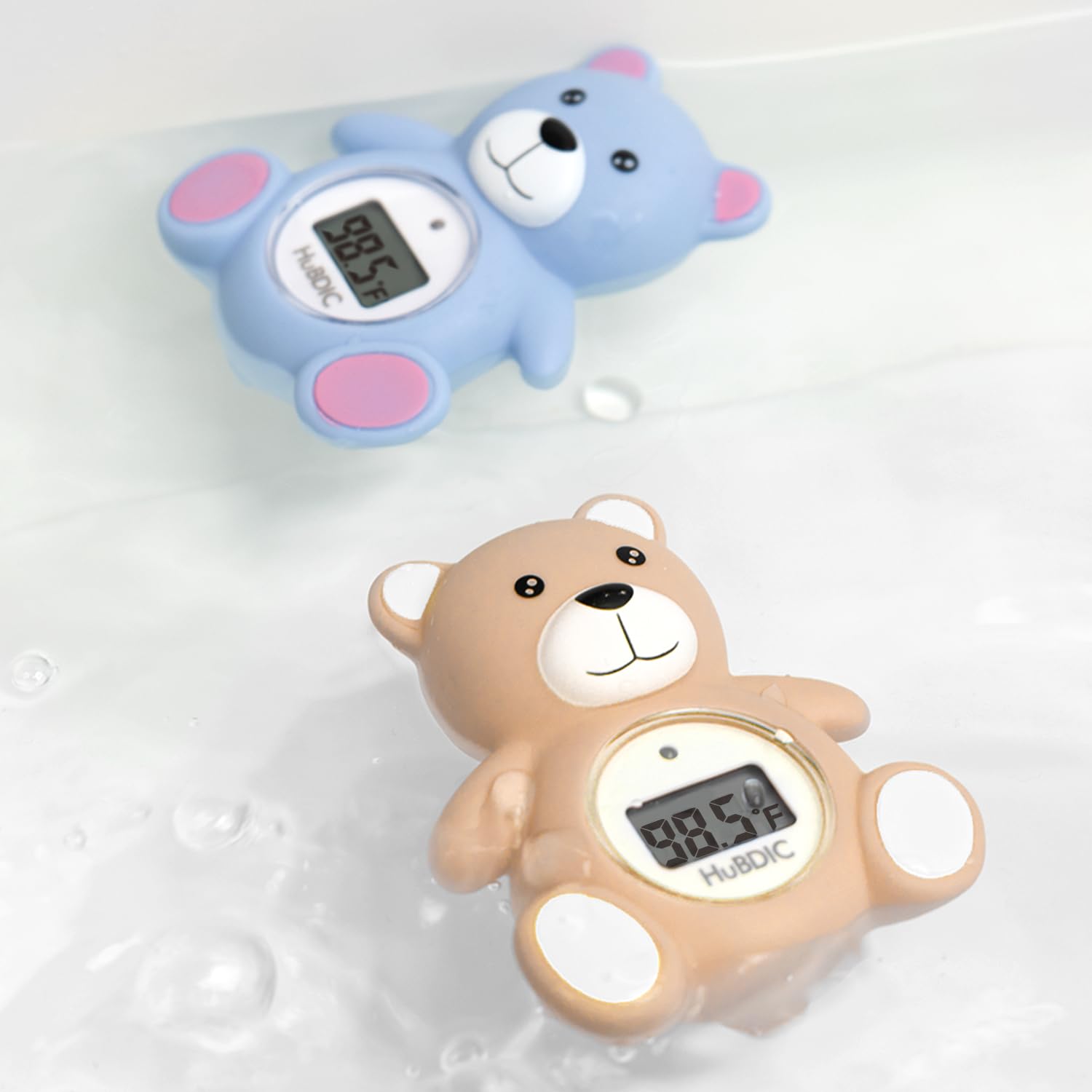 Hubibaby stand-alone teddy bath toy design for easy placement.