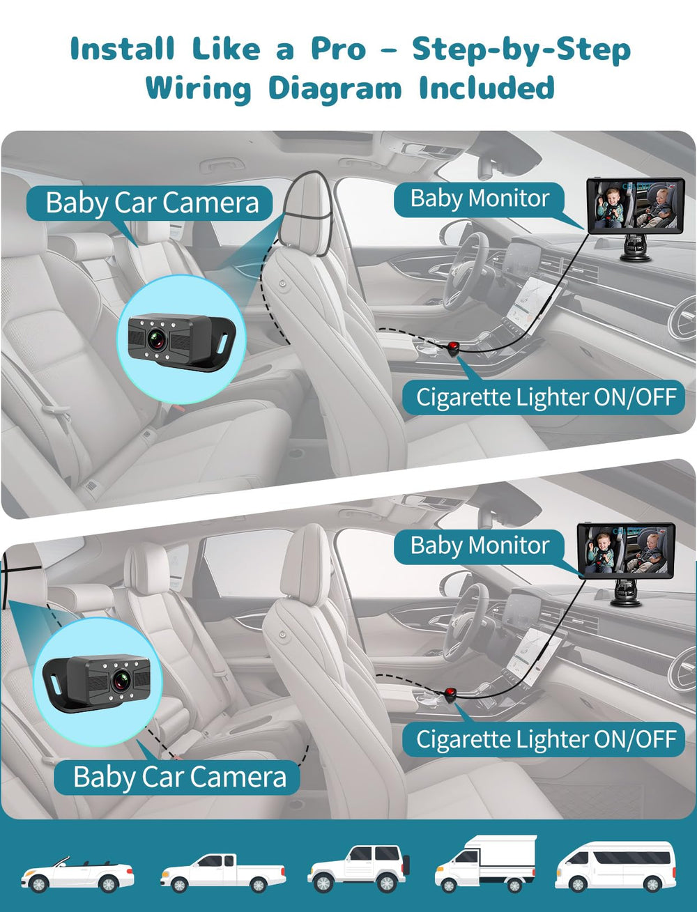 HUBOOK Headrest Straps secure the unit during daily drives.