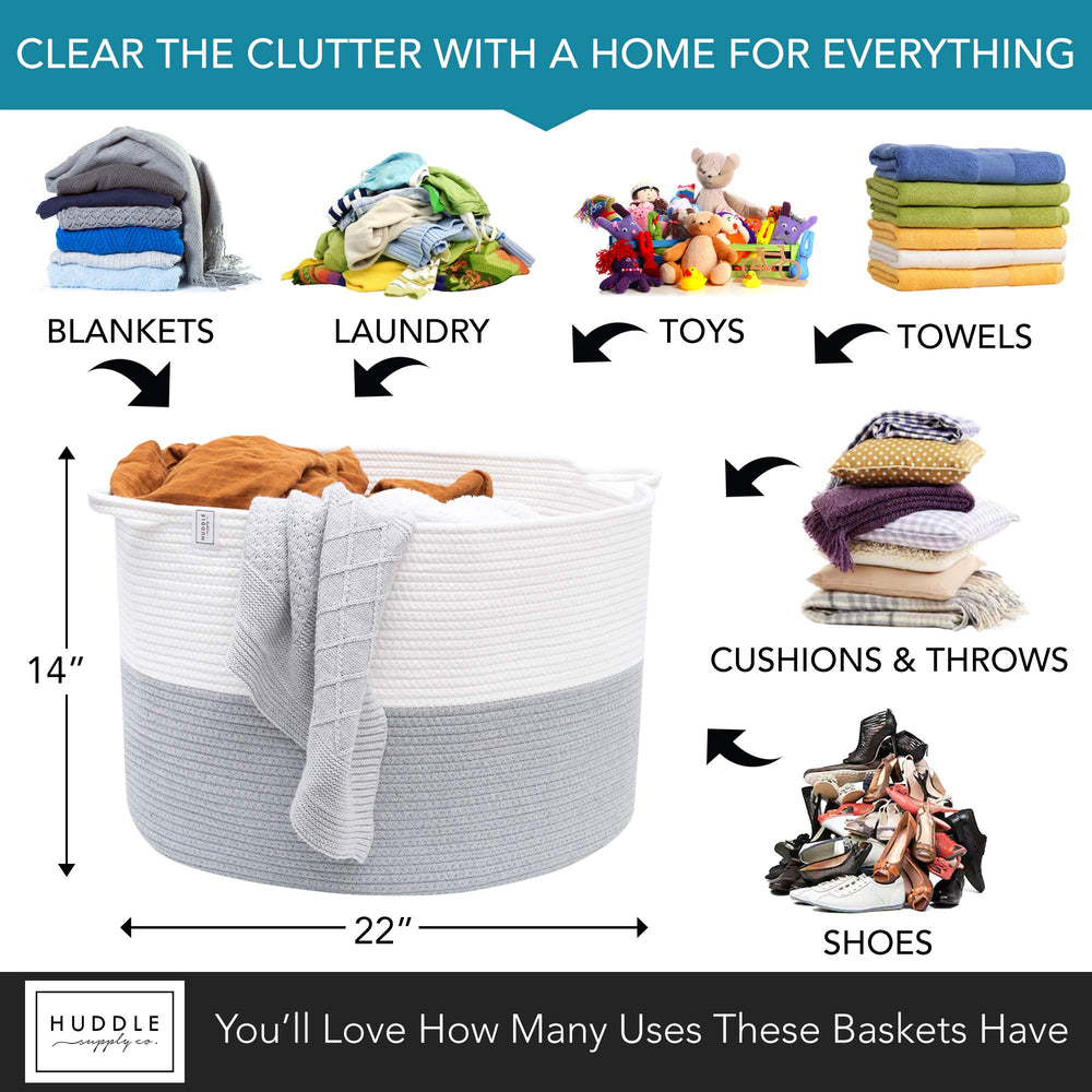 Huddle Supply Co versatile storage basket for blankets and toys
