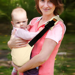 Huefain toddler carrier adjustable-wrap shows easy, secure fit for caregivers.