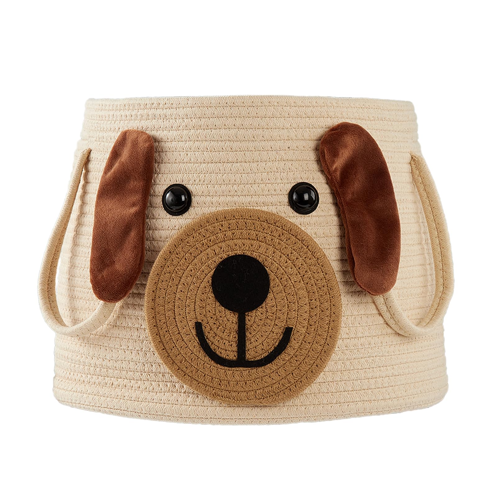 Hugaboom large dog woven basket with handles in a cozy living room