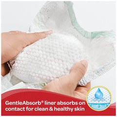 Huggies Gentle Care Preemies pocketed back waistband helps contain leaks during usage.