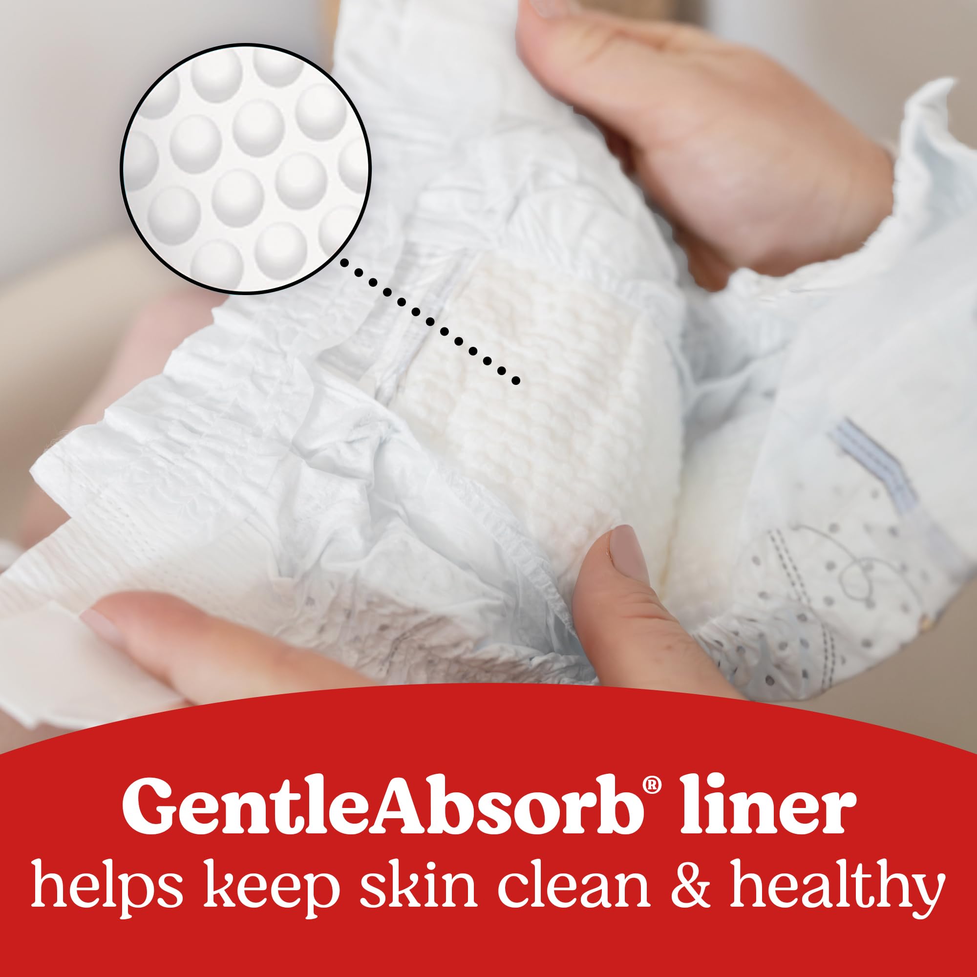 Huggies Gentle Skin protection supports delicate baby skin.
