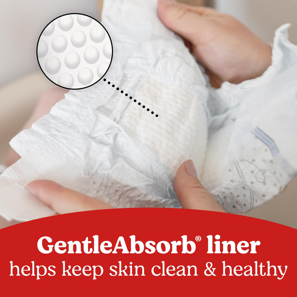 Huggies Gentle Skin protection supports delicate baby skin.