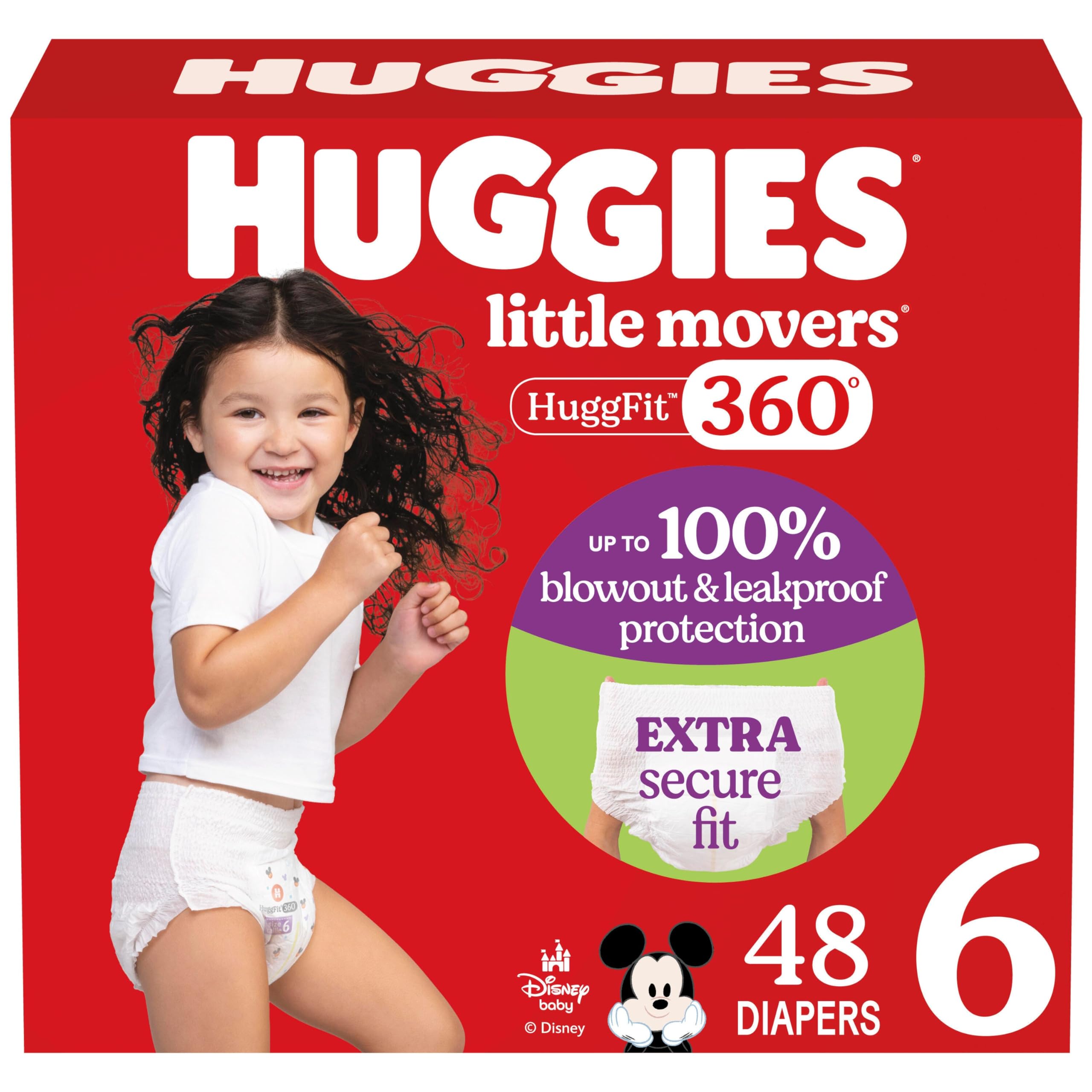 Huggies Little Movers HuggFit 360° diaper 360-band coverage during active play