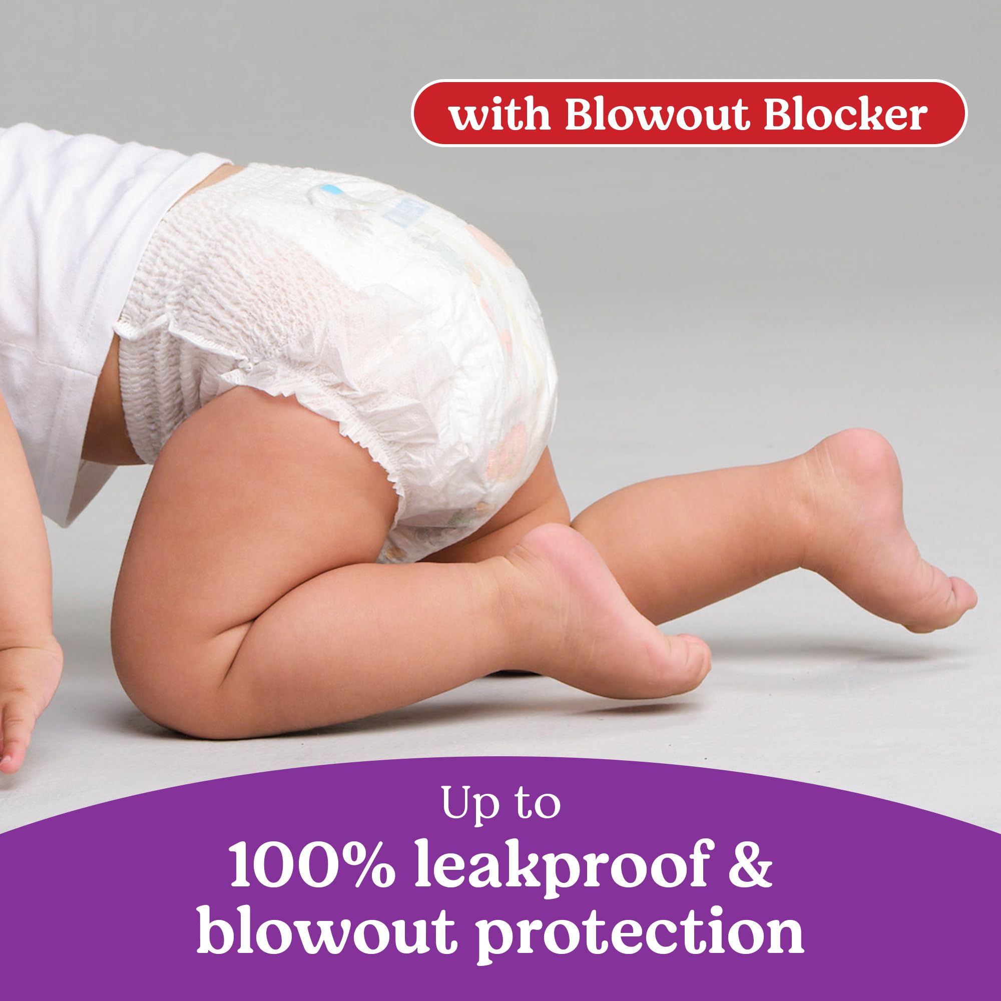 Huggies Little Movers HuggFit 360° diaper with soft leg guards for comfort