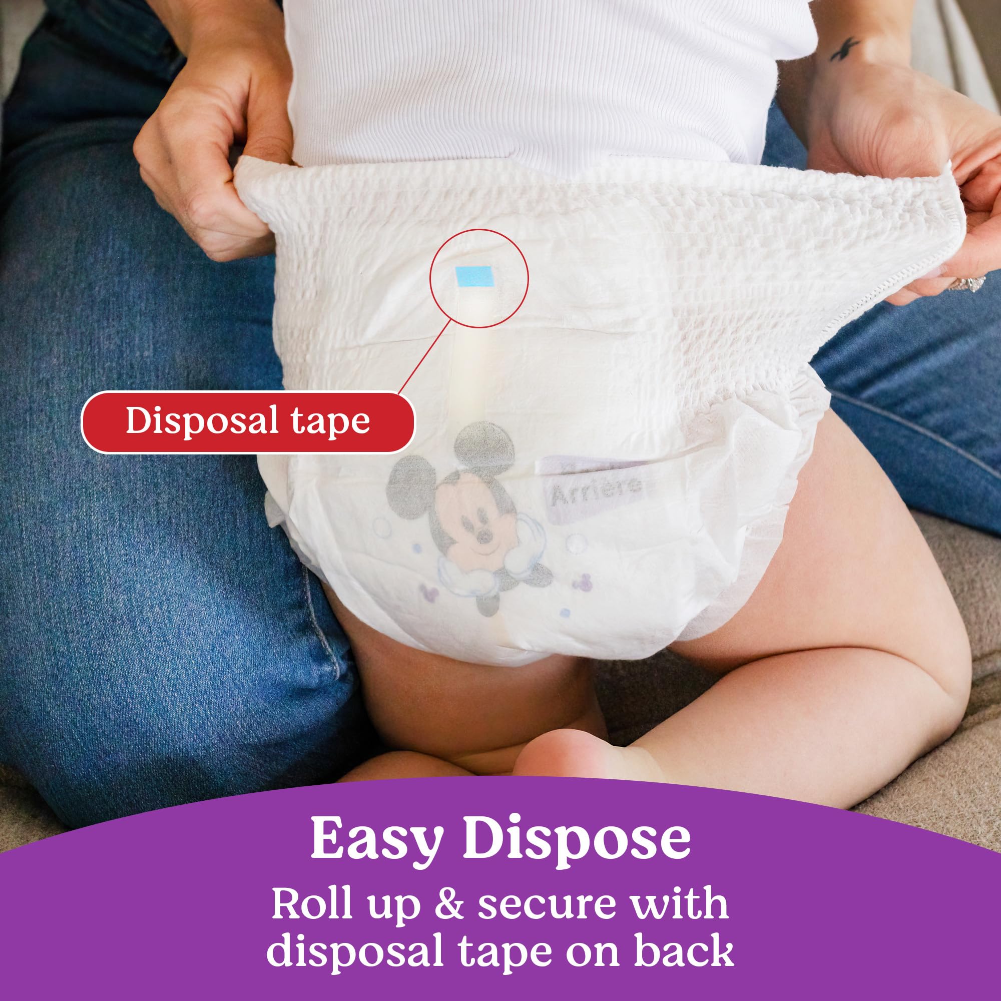 Huggies Little Movers HuggFit 360° diaper includes wetness indicator for timely changes