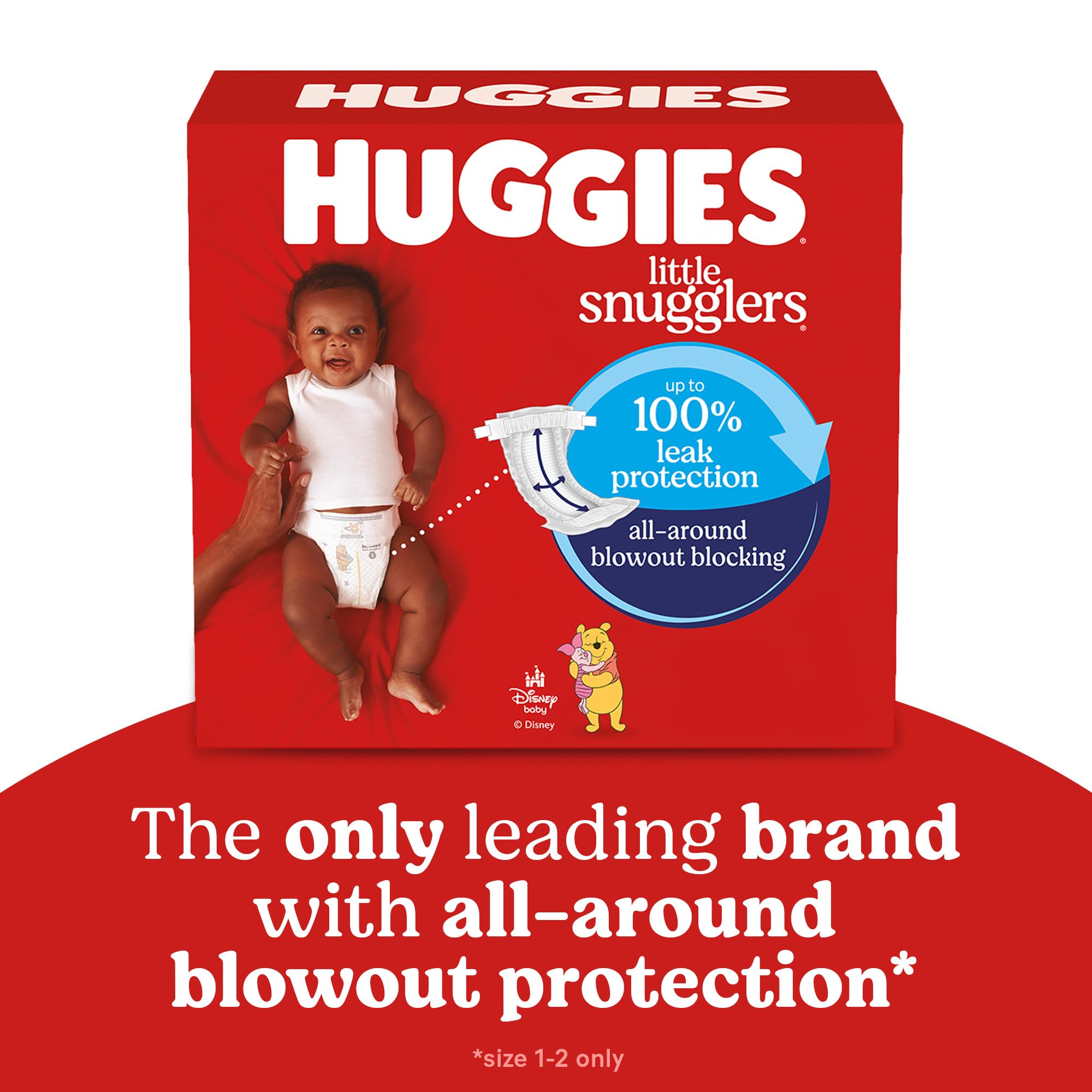 Huggies Little Snugglers front-back blowout blocker highlights all-around protection.