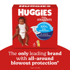 Huggies Little Snugglers front-back blowout blocker highlights all-around protection.
