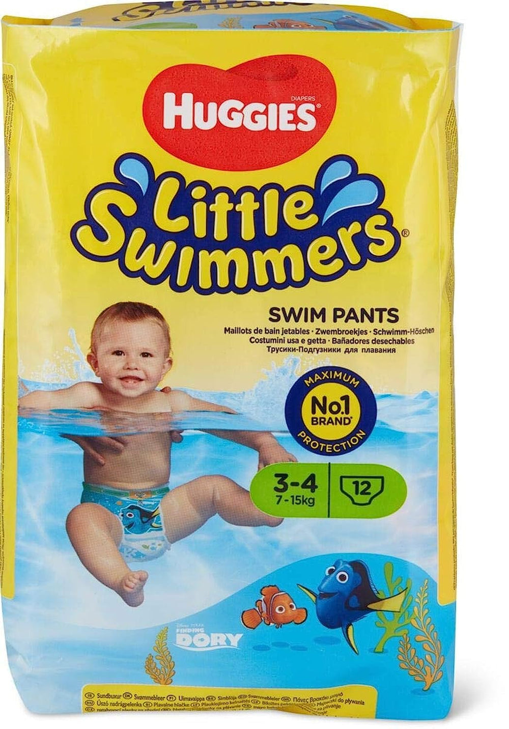 HUGGIES Little Swimmers Small pack front view, confident pool days.