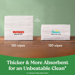 Huggies Natural Care Sensitive Wipes one-handed dispensing in action.