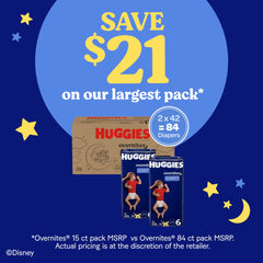 Huggies Overnites DryTouch liner keeps skin dry overnight.