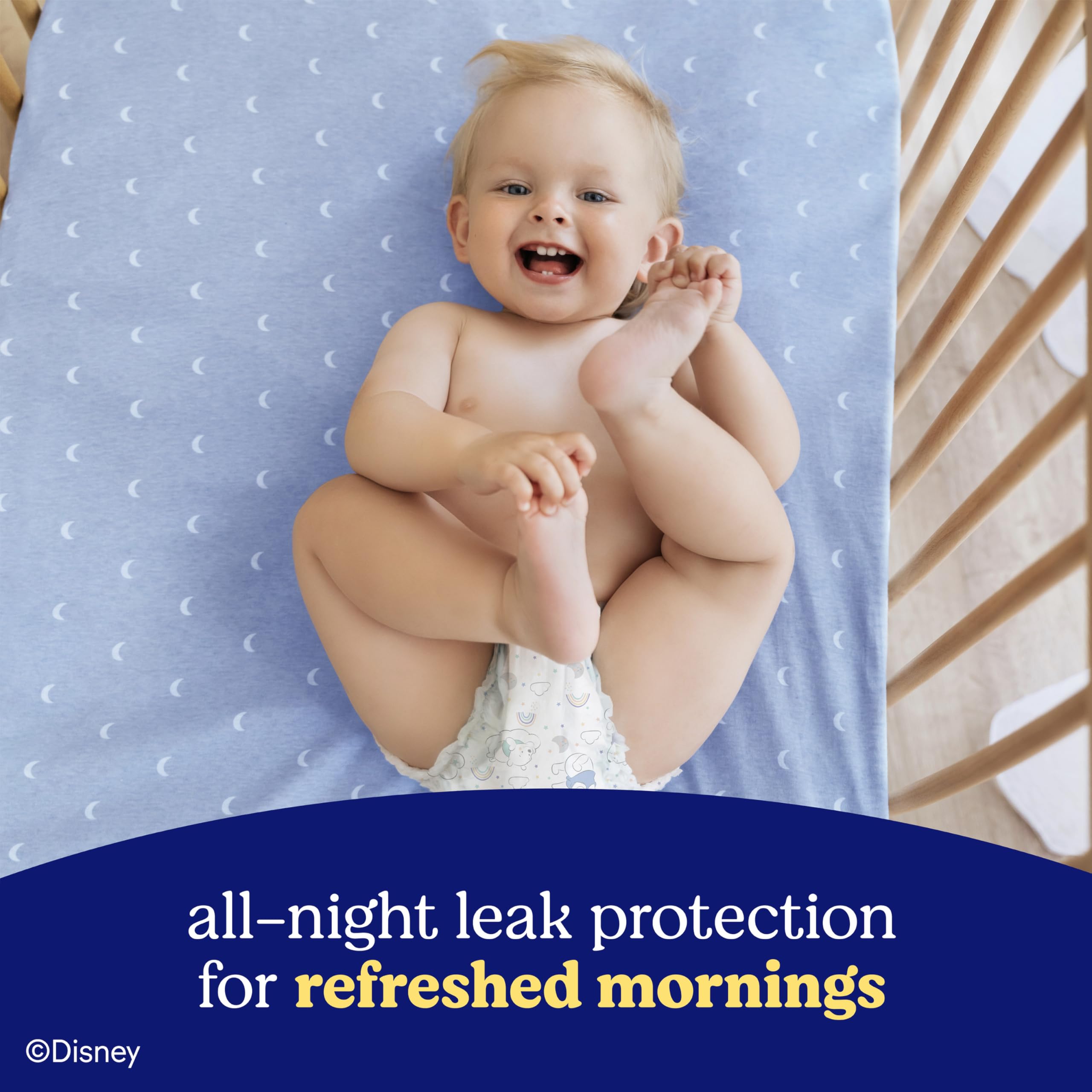 Huggies Overnites soft leg cuffs help reduce leaks overnight.
