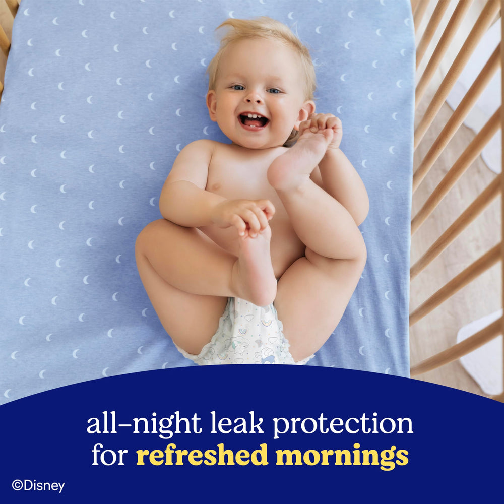 Huggies Overnites soft leg cuffs help reduce leaks overnight.