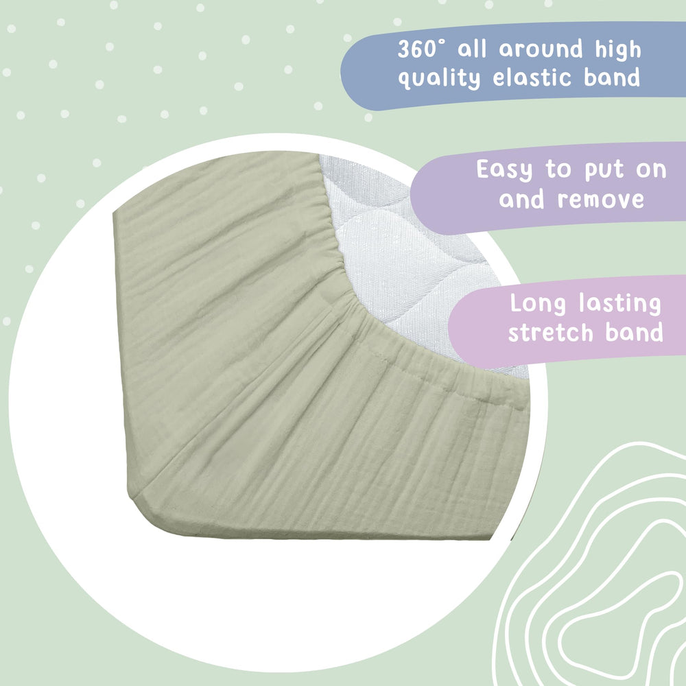 Hugs & Llamas olive muslin sheet breathable fabric promoting airflow