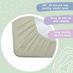 Hugs & Llamas olive muslin sheet breathable fabric promoting airflow