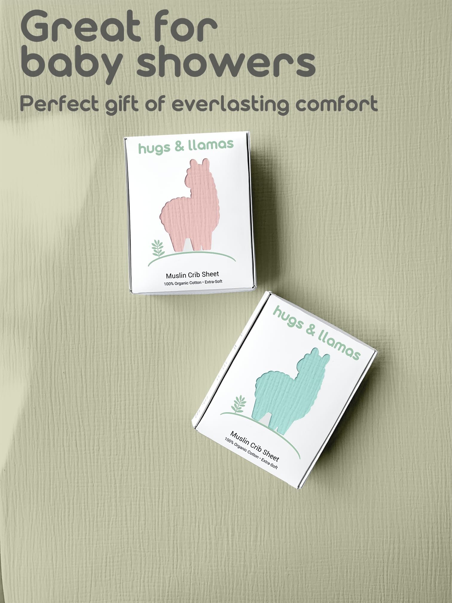 Hugs & Llamas olive sheet with elastic band for a snug night fit