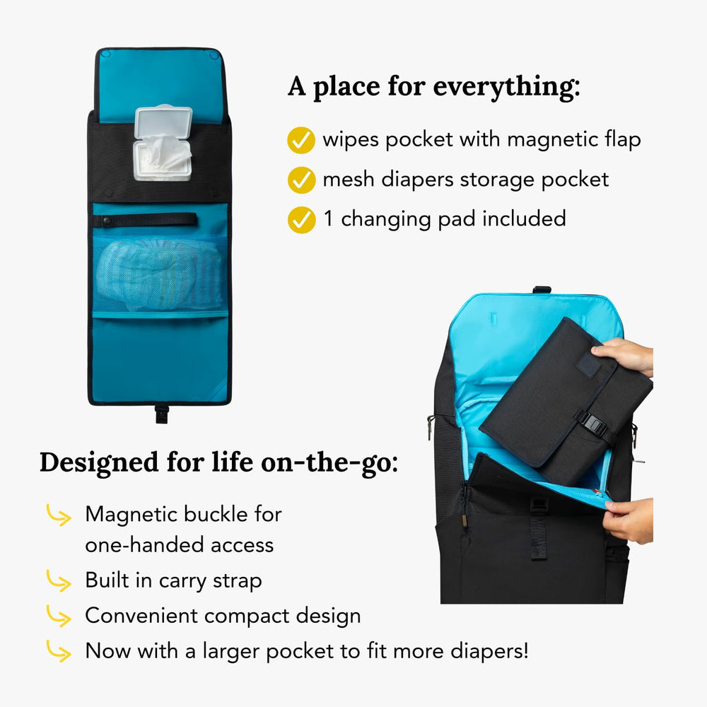 Huhu Baby Changing Wallet midnight black color in stylish travel kit