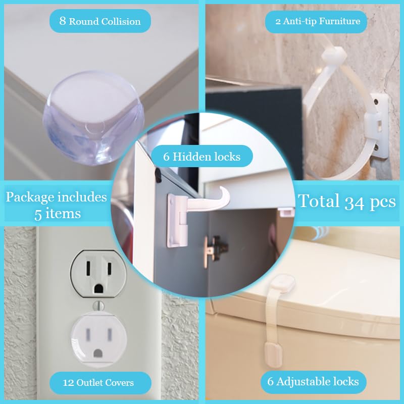 HUIESON adjustable safety latches fit various cabinets for flexible protection.