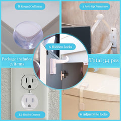 HUIESON adjustable safety latches fit various cabinets for flexible protection.