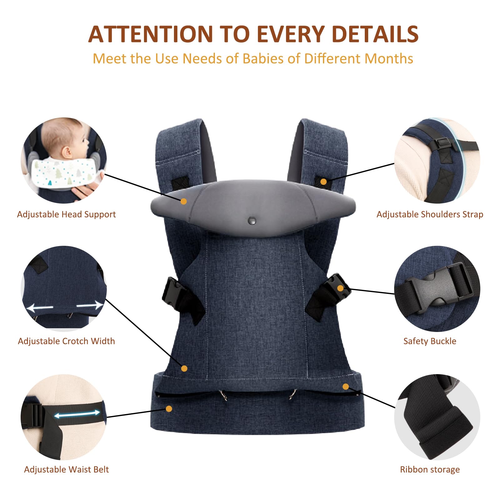 Huifen carrier features adjustable buckle and webbing for growth.