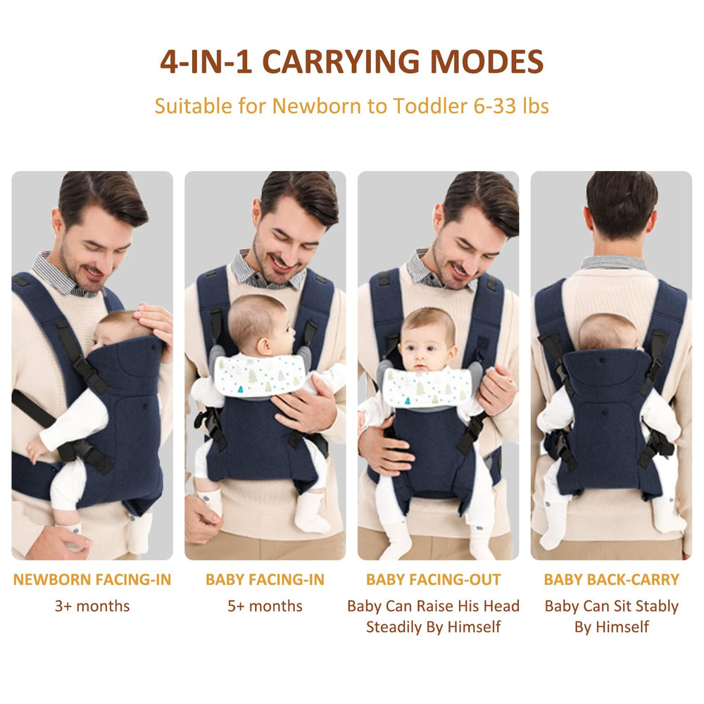 Huifen carrier with foldable head support for newborn comfort.