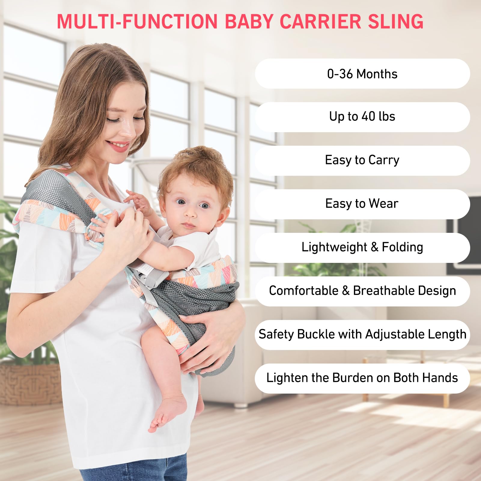 Huifen breathable mesh fabric, top-down view helps keep baby cool in heat.