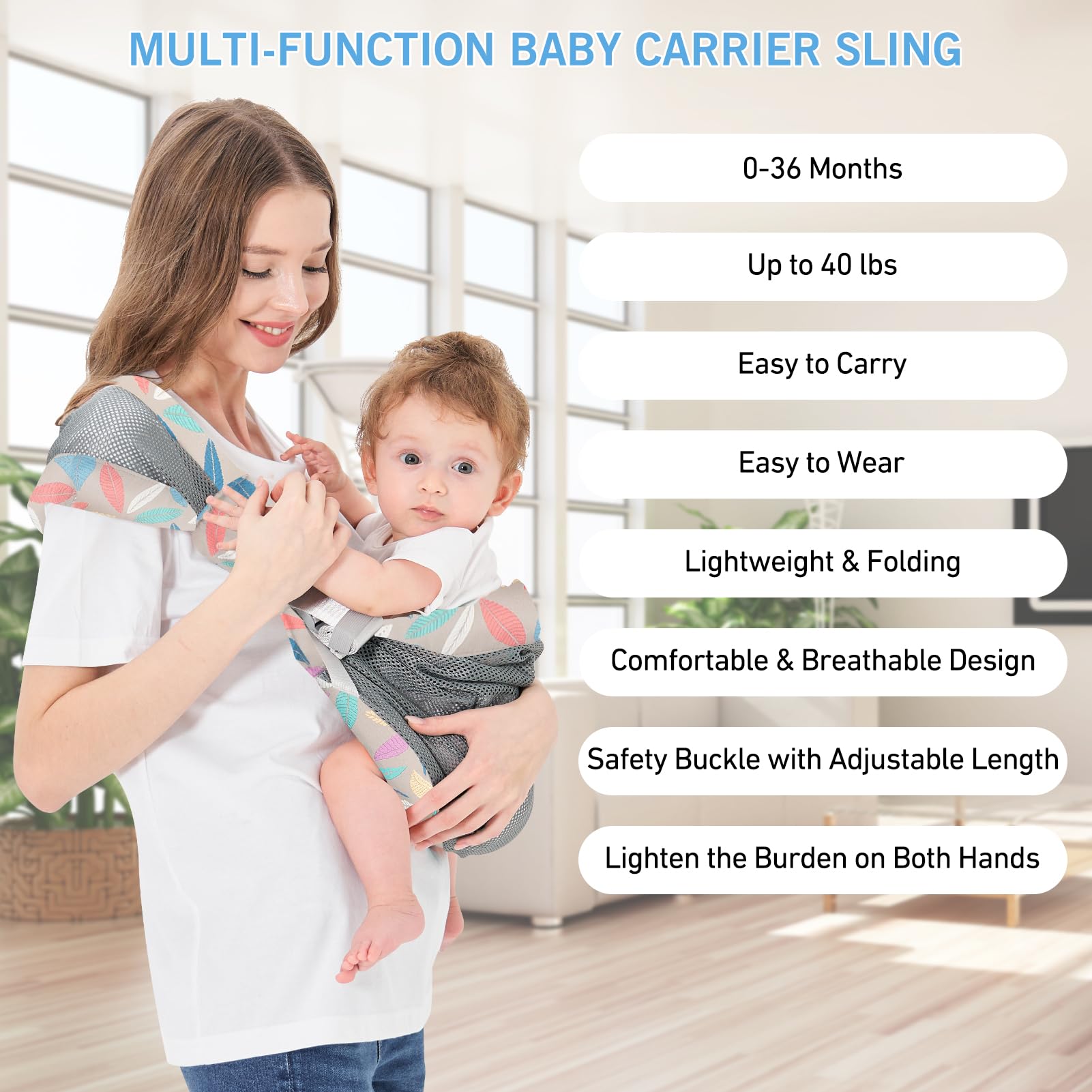 Huifen breathable mesh fabric keeps baby and caregiver cool during use